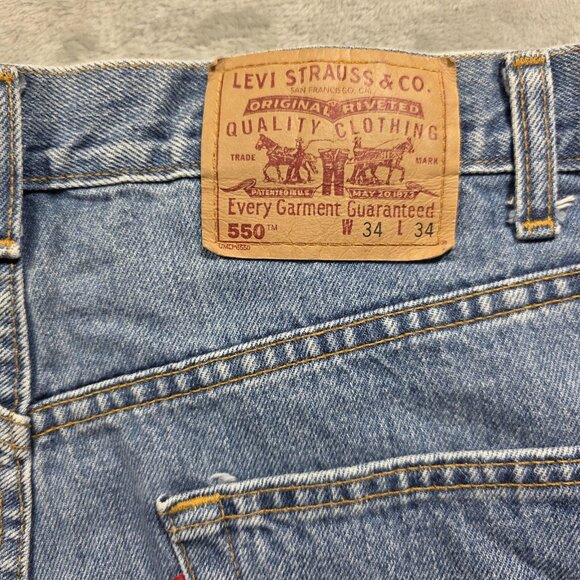 Levi's 550 Jeans Mens 34x34 Light Wash Relaxed Fit Tapered Leg Denim Zip Fly Y2K - Picture 4 of 10